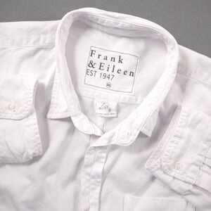 Frank & Eileen Luke Men White Italian USA Made Shirt XXL Raw Hem Summer Vacation